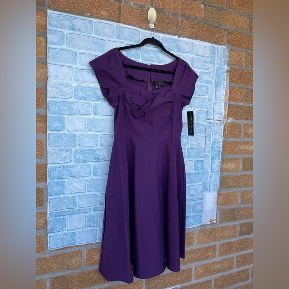 STOP STARING RETRO STYLE EGGPLANT COLOR DRESS SIZE 14 - Picture 4 of 15